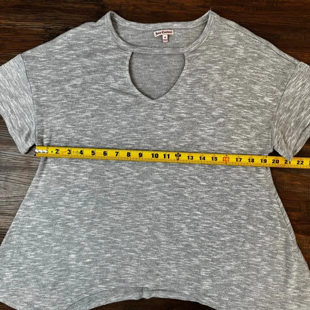 Juicy Couture grey key hole blouse MEDIUM asymmetrical bottom soft and stretchy - Picture 7 of 8